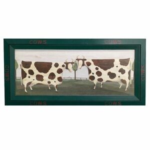 The Uttermost Company || Vintage Wood Framed Art Cow Steer 24” x 12” #8892